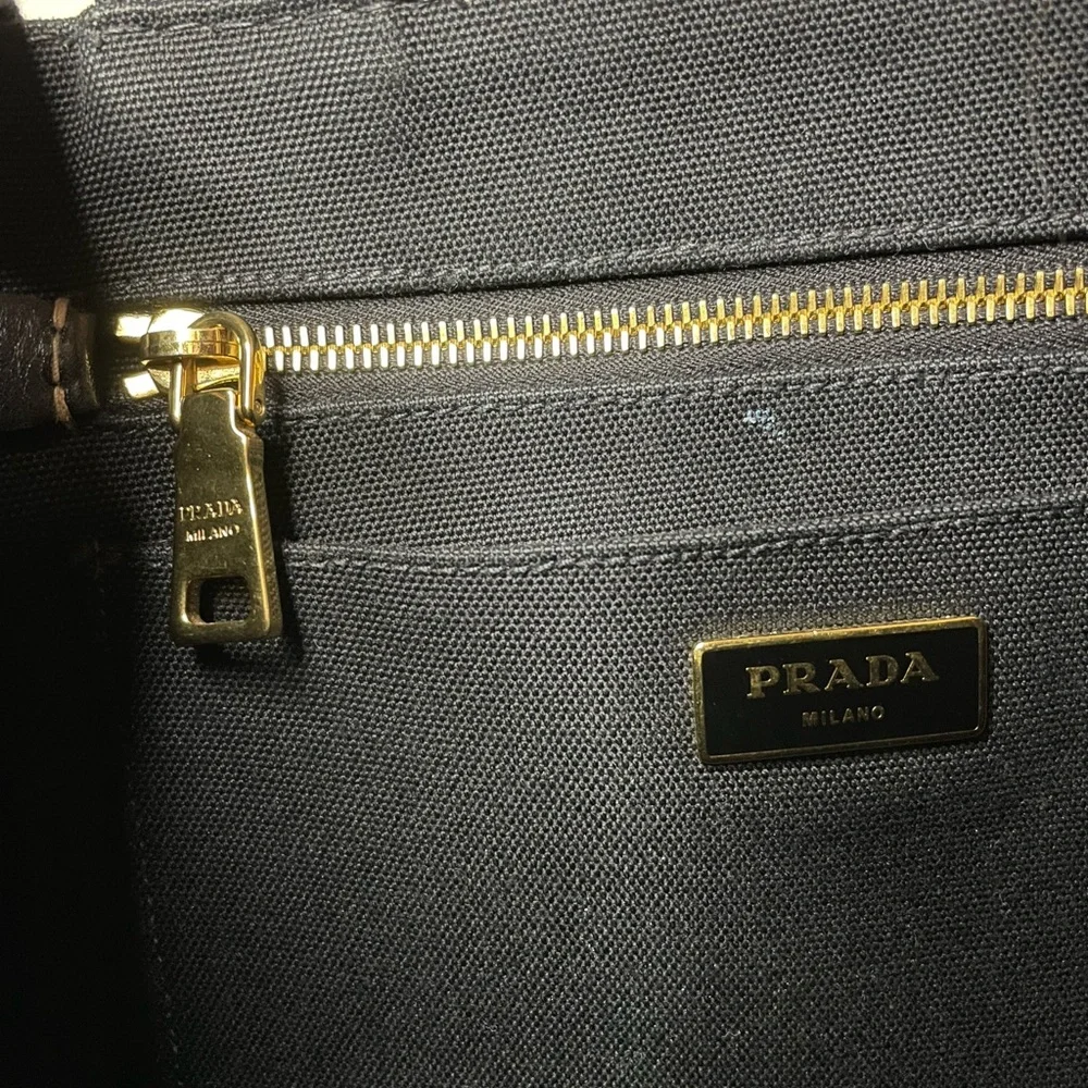 Prada Canapa Canvas tote bag jacquard 2way in black - Picture 8 of 13
